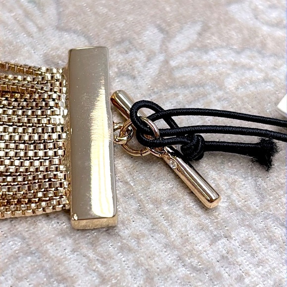 Brand New Open Edit Gold Tone Multi-Strand Chain Toggle Bracelet Statement Cuff - Picture 11 of 14